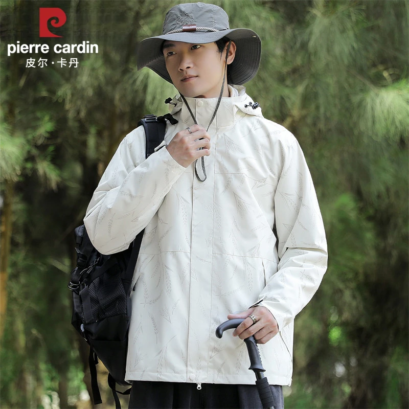 皮尔卡丹冲锋衣三合一夹克男秋冬新款防水防风保暖宽松连帽外套男