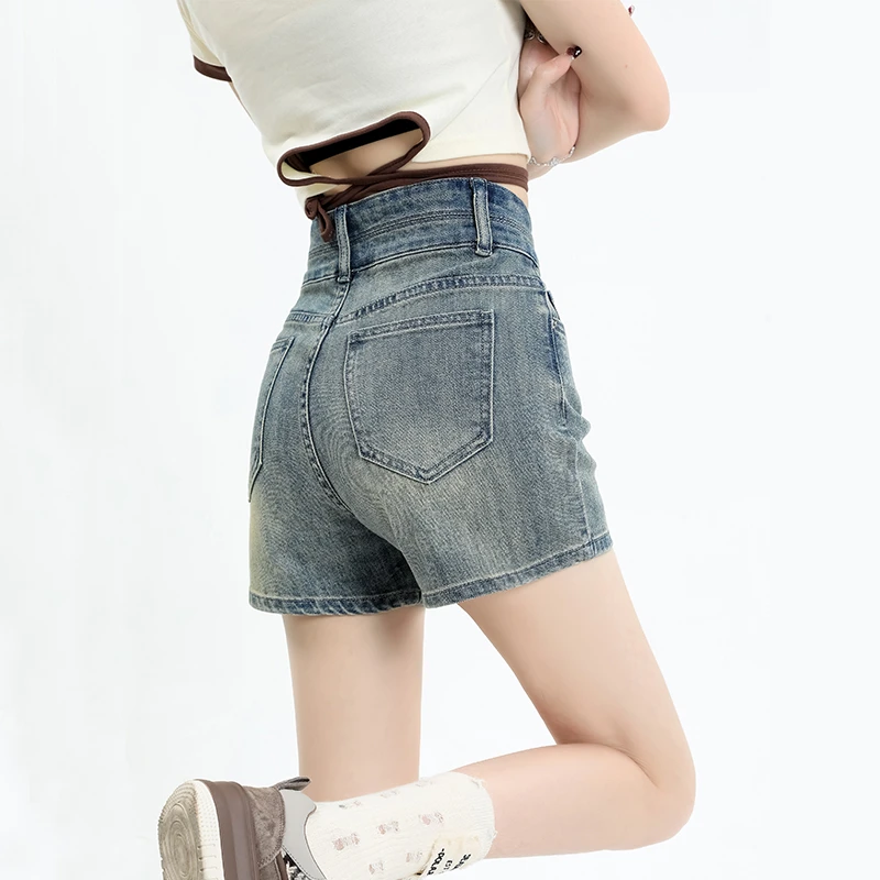 复古牛仔短裤女夏季爆款2025新款弹力显瘦小个子梨形身材a字热裤