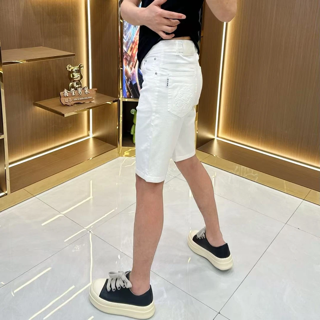 牛仔短裤男士时尚简约弹力牛仔短裤夏季韩版百搭白色牛仔短裤薄款