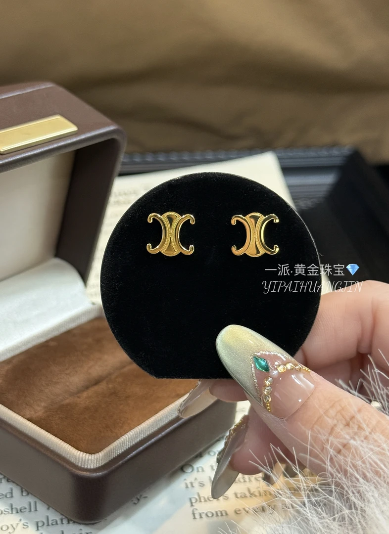 凯旋门耳钉5G足金999黄金耳钉@ES262