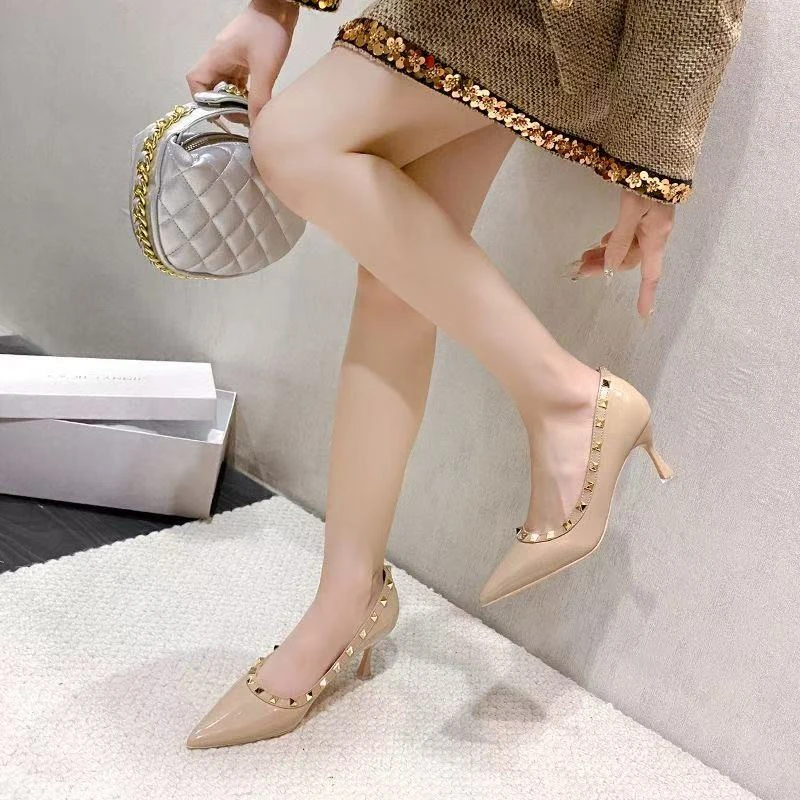 铆钉高跟鞋女2025年夏新款通勤细跟性感御姐气质不累脚高级感单鞋
