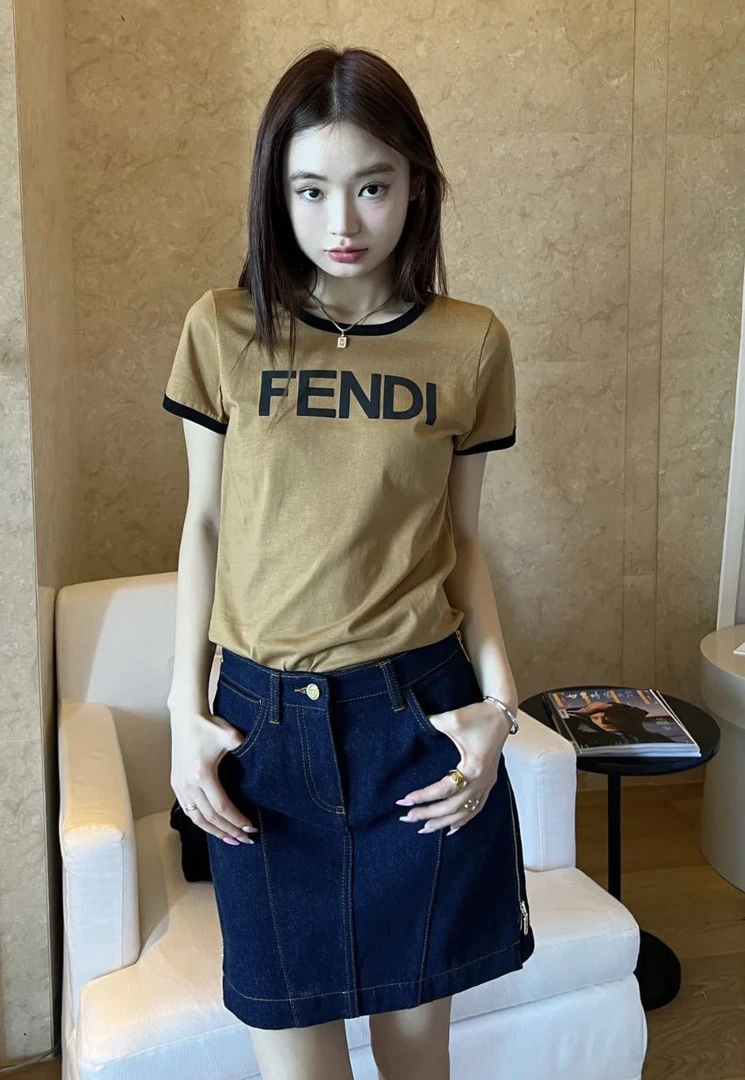 99新 FENDI/芬迪  cc210 棉 牛仔半身裙 36码 防尘袋