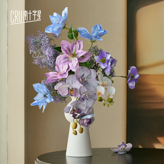 南十字星 法式复古仿真花摆件客厅紫色手捧花束轻奢高端餐桌花艺