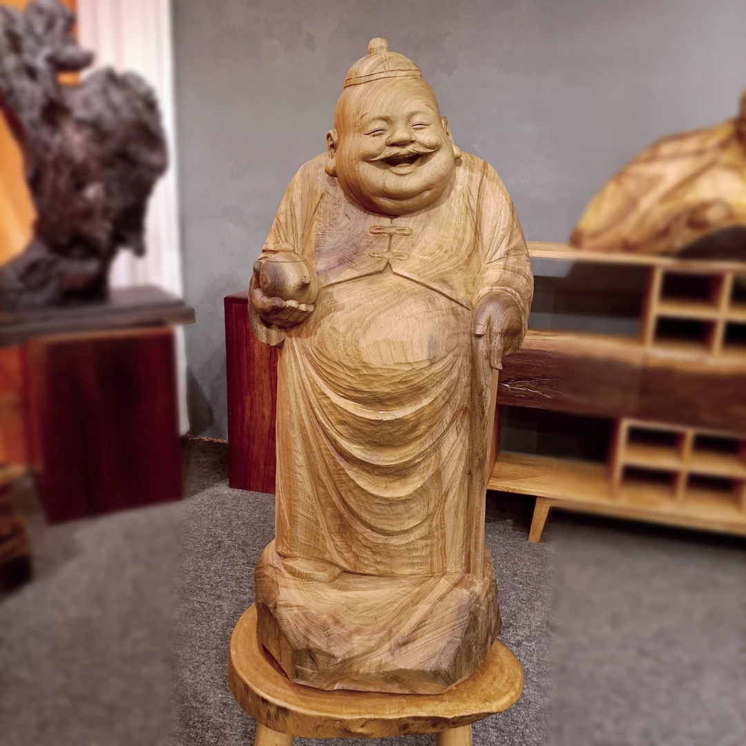《地主老财》香樟木精工款家居开店摆件  尺寸45-38-104