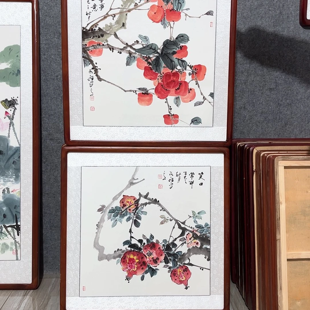 国画书画作品带框63×63