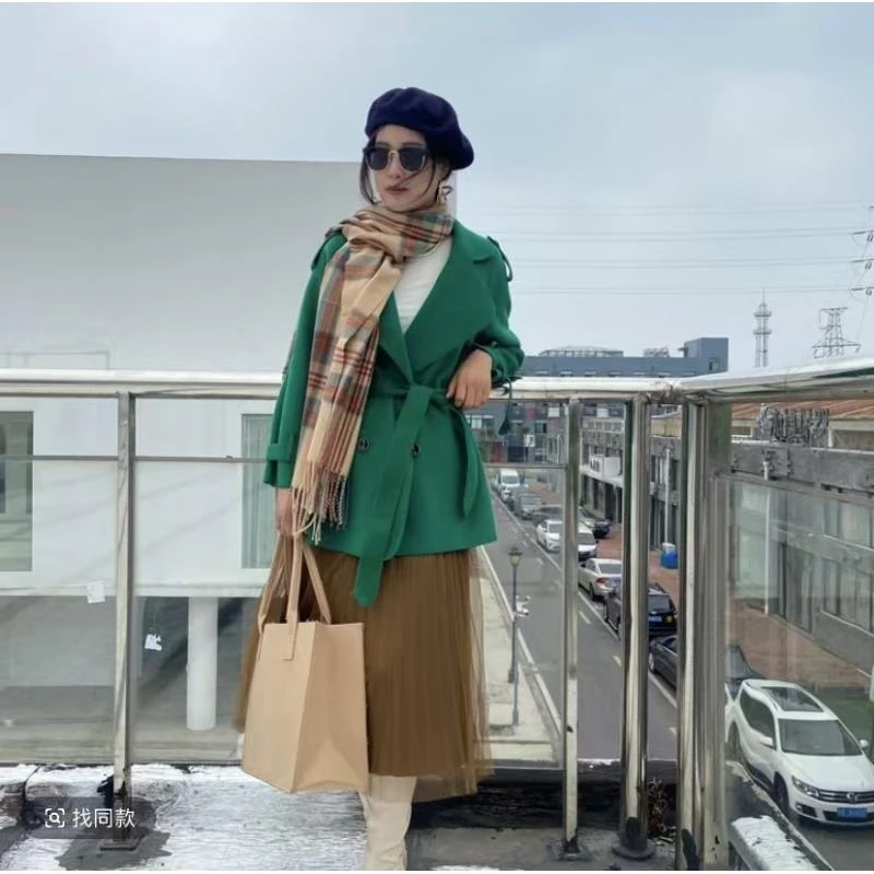 亏品【一生一件生态绒大衣】短款高定款高领大衣气质时尚0533