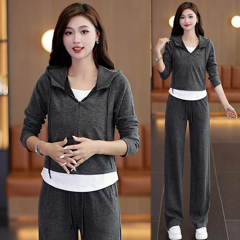 2025新款连帽休闲运动套装韩版宽松春秋季洋气大码秋装运动显瘦女
