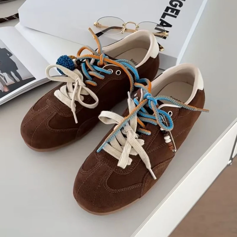 诗歌兰真皮厚底德训鞋女2025年新款增高时尚运动休闲阿甘鞋2220-1