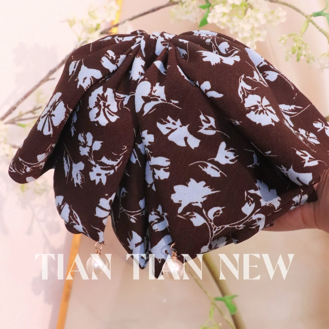 【花开时节】A088碎花三层蝴蝶结马尾抓夹半扎发低马尾半抓发夹