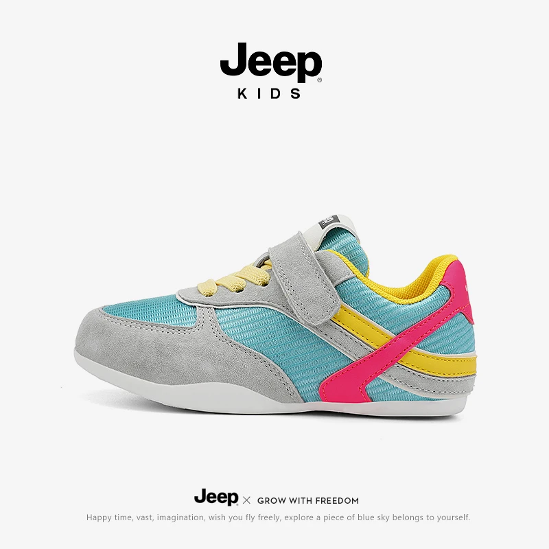 jeep儿童运动鞋春秋透气网面鞋女童防滑中大童软底休闲跑步阿甘鞋