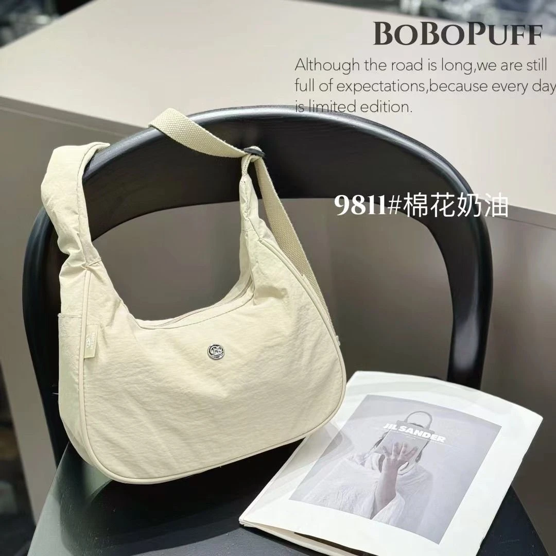 博卜新款休闲运动大容量包包轻便单肩时尚通勤牛角简约腋下百搭