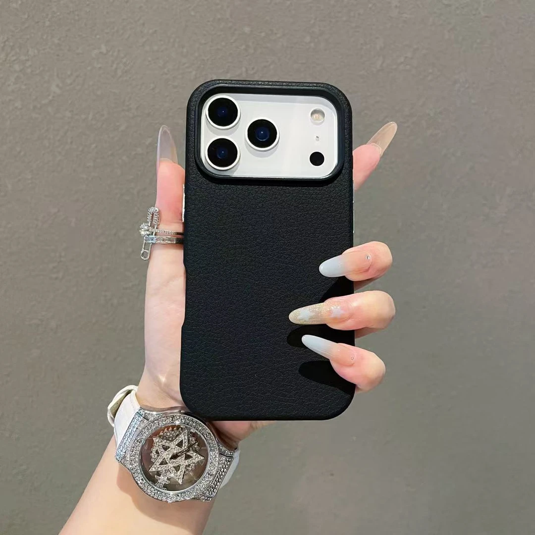 新款二合一肤感荔枝纹使用iPhone17promax手机壳16pro时尚15小众