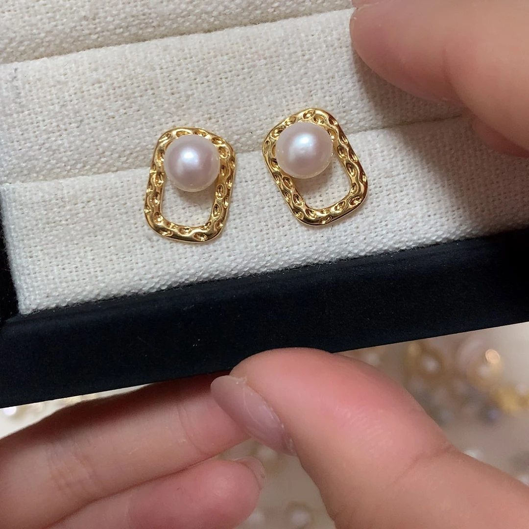 淡水珍珠耳饰合金