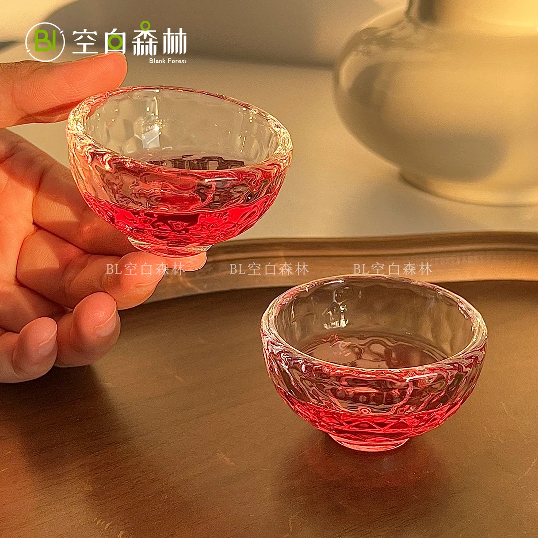 日式玻璃主人杯功夫茶杯品茗杯个人专用喝茶杯子茶具客人锤纹酒杯