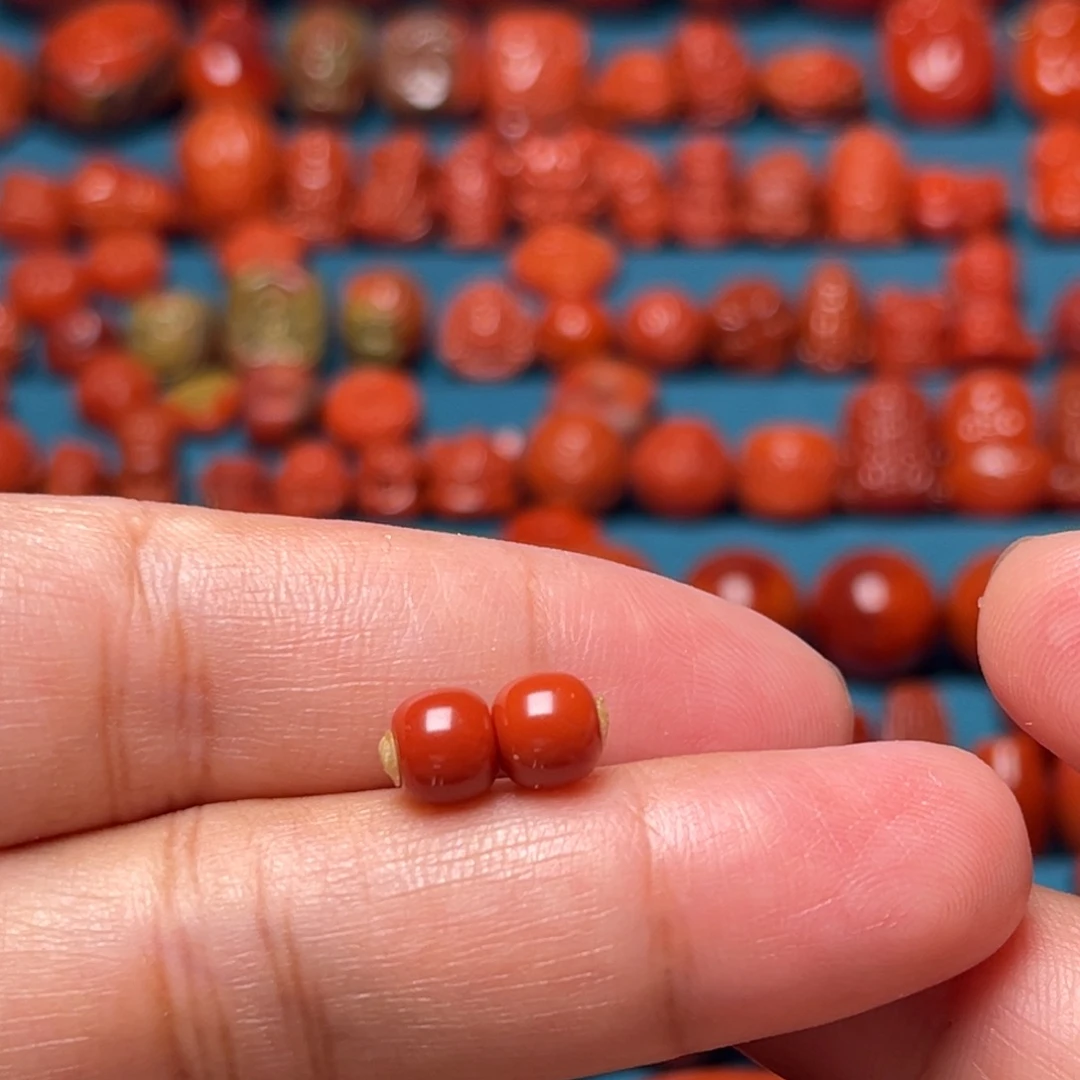 南红玛瑙配饰未镶嵌老型对珠6.5mm