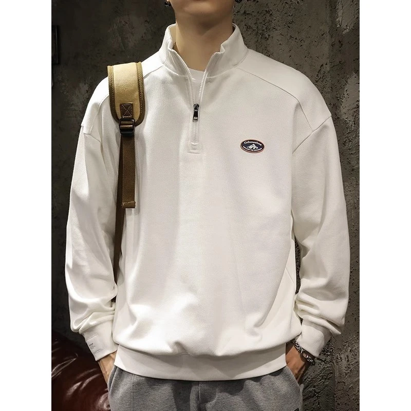 DeweLvum匠心制作！一眼就爱上!新款运动休闲宽松半拉链翻领卫衣男