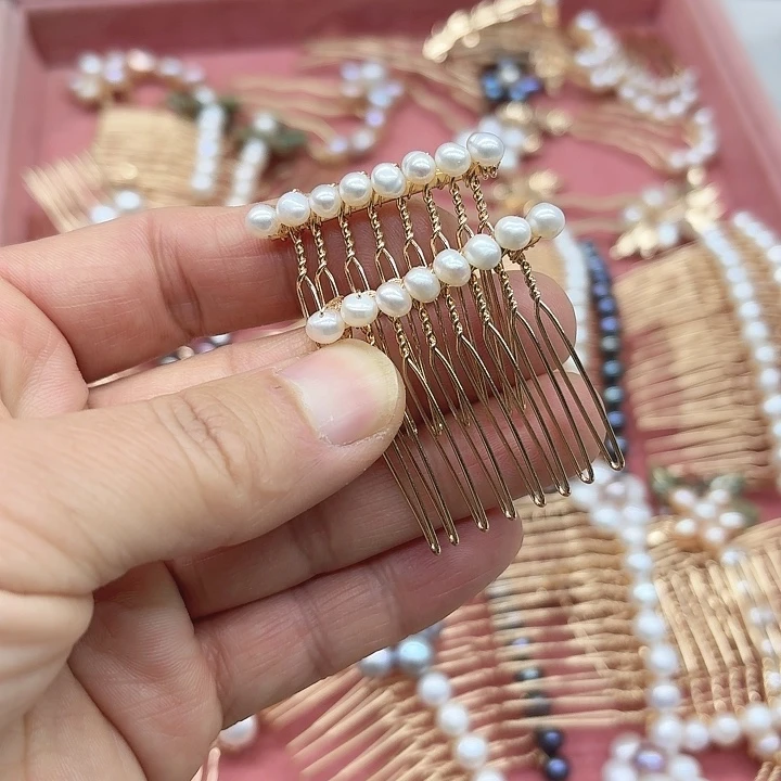 淡水珍珠发饰银S925镶嵌