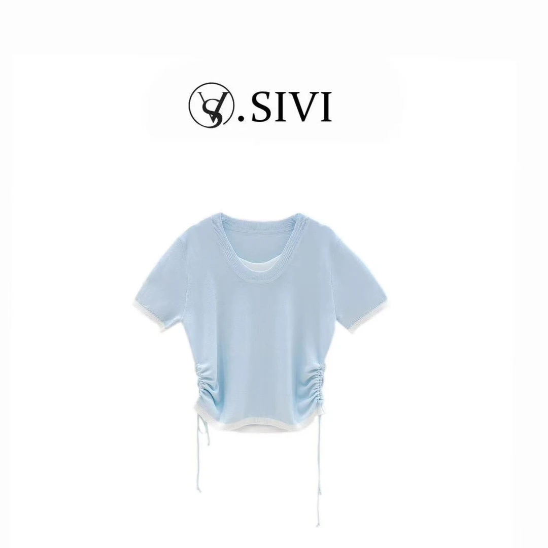 【溪间山雪】2025夏季新款时尚休闲假两件设计师上衣H2617