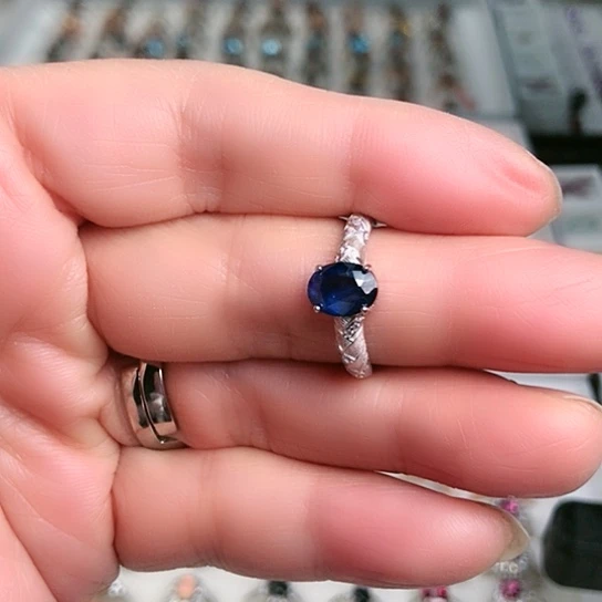 戒指银S925镶嵌蓝宝石