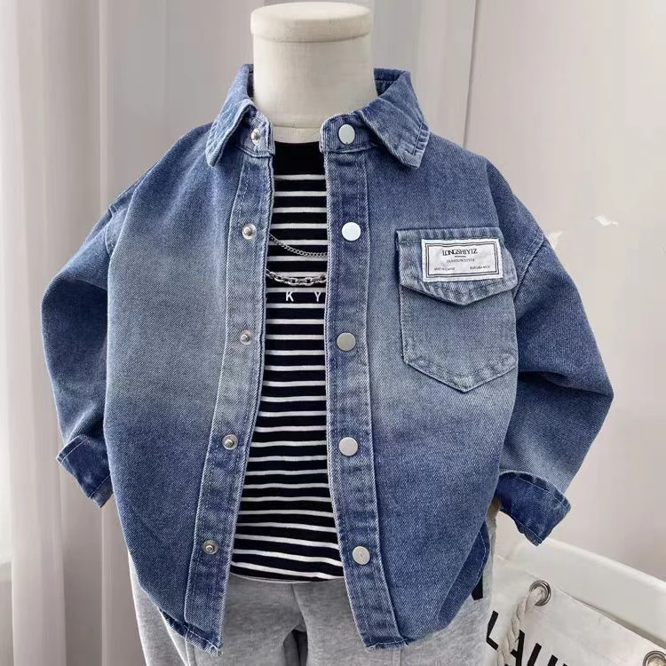 男童牛仔外套春秋款2025新款休闲服时尚中小童痞帅洋气韩版衬衫潮