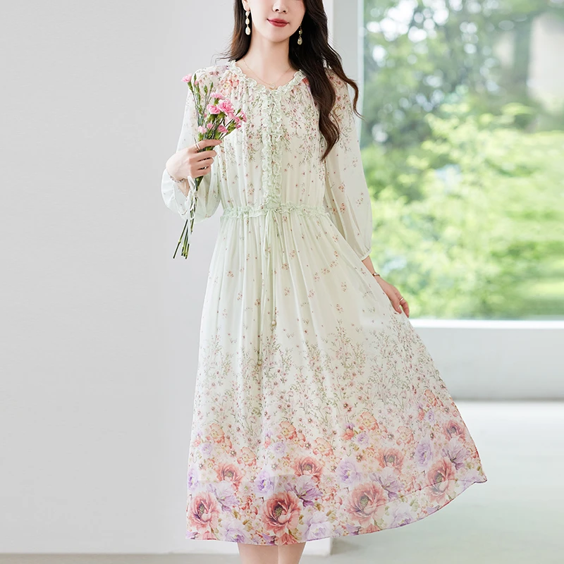 【三姐妹】水墨佳人桑蚕丝印花连衣裙82497530