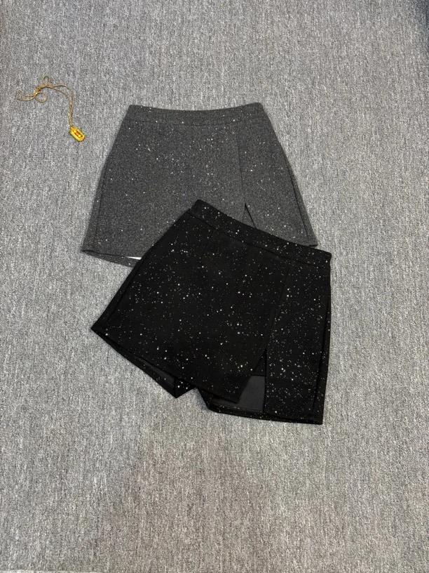 加厚星空毛呢半身裤裙7035