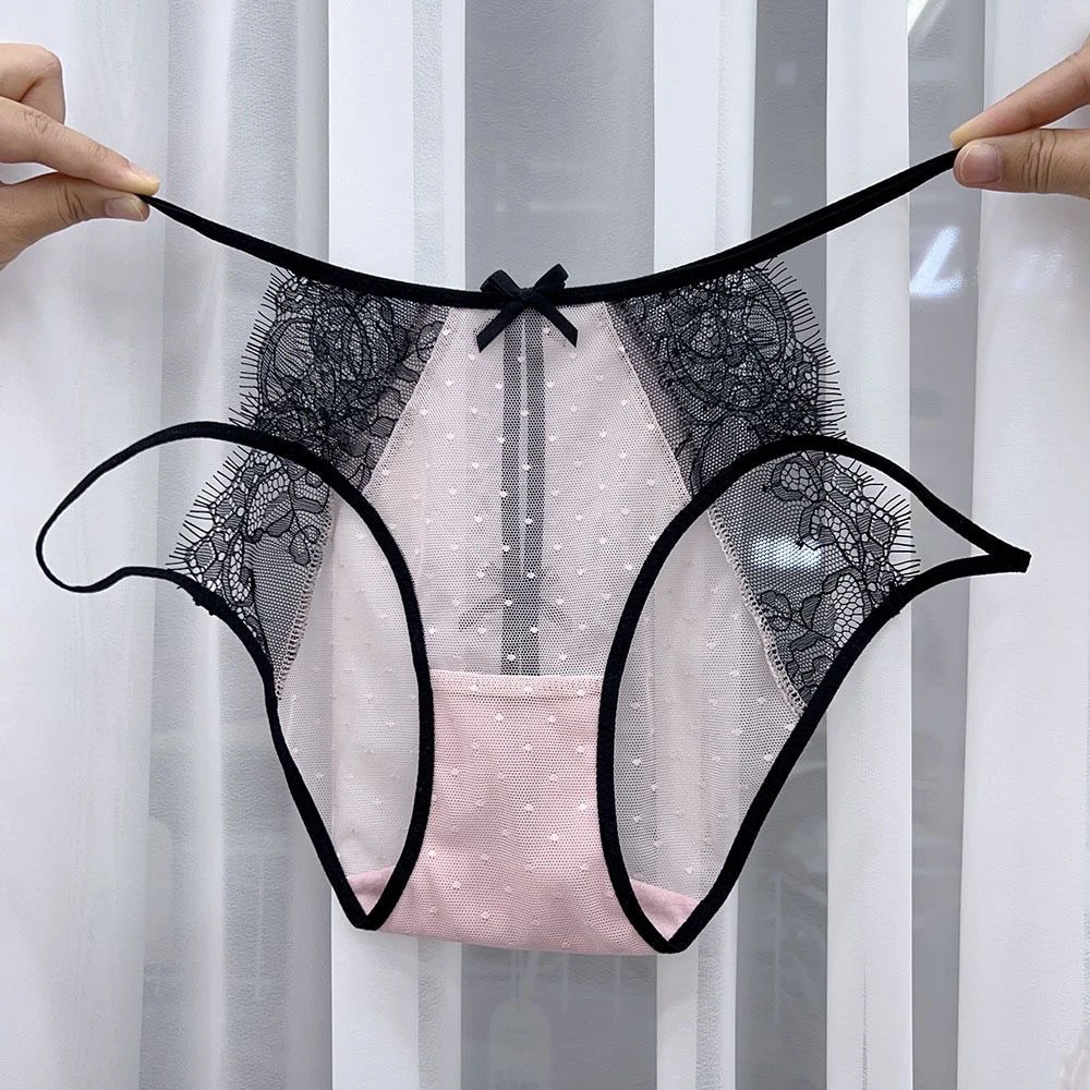 法式轻奢性感开叉蕾丝女内裤 镂空纯欲迷人少女舒适三角裤透气