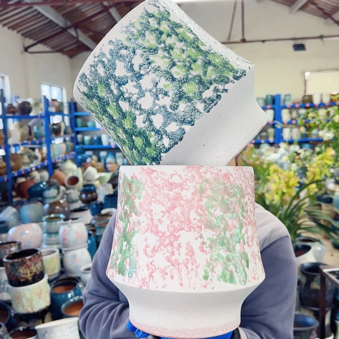 紫砂花盆高21口18