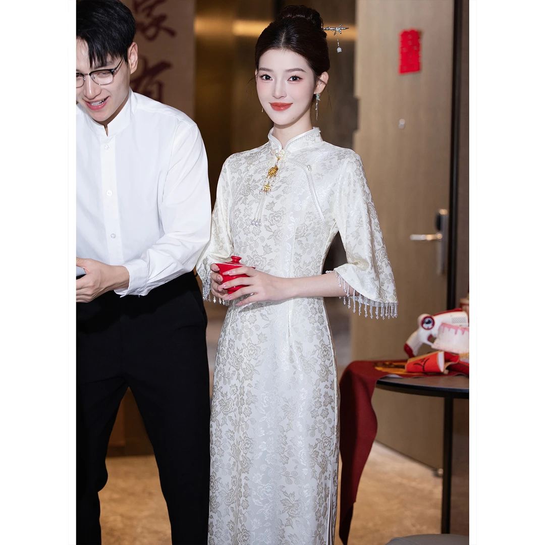 气质复古显瘦时尚修身收腰夏季少女中式印花蕾丝优雅设计感旗袍|2