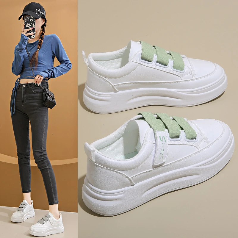 达夫妮魔术贴小白鞋女2025秋季新款韩版学生跑步板鞋女ins透气女