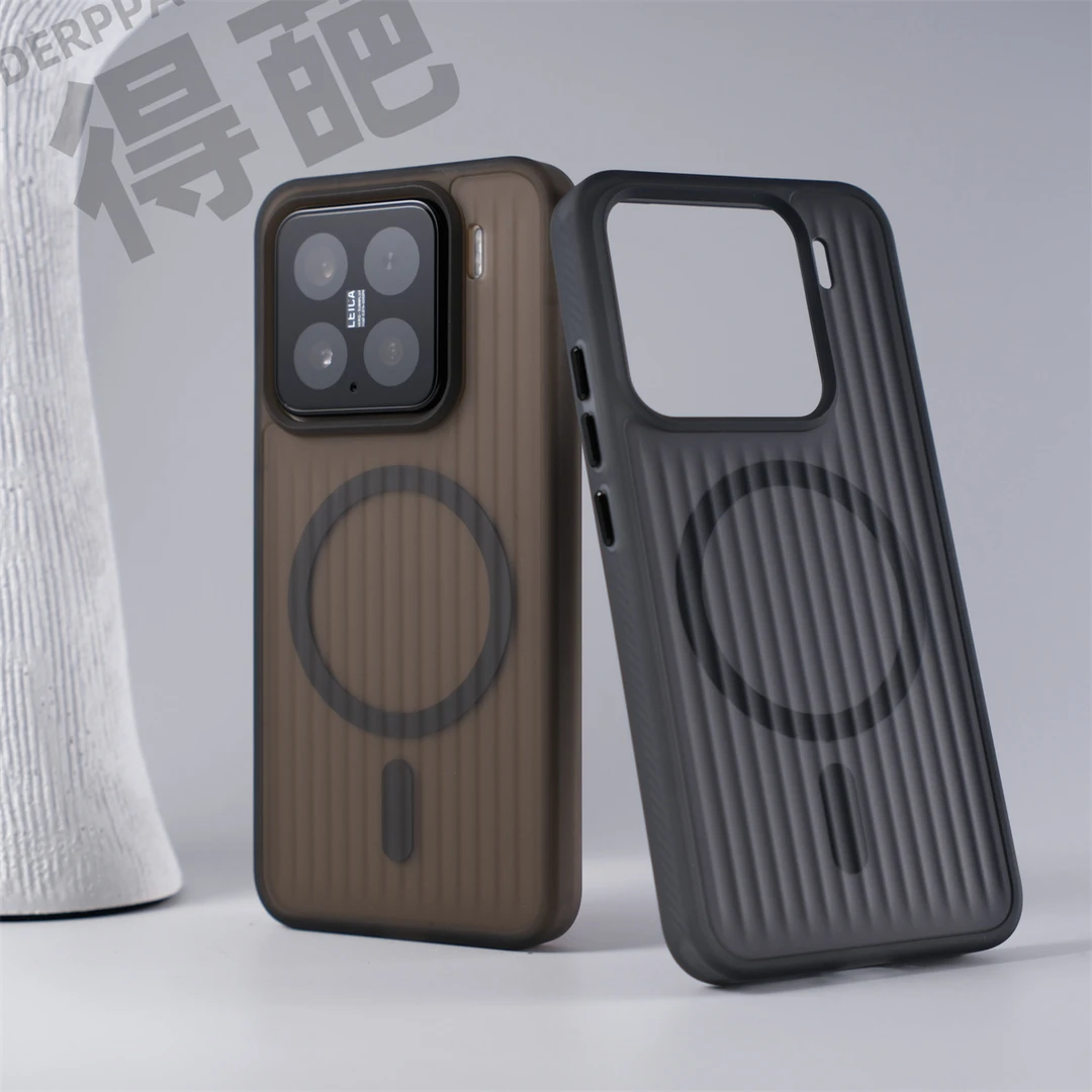 得葩瓦楞纹半透小米15pro磁吸手机壳xiaomi14/13软边防摔苹果16