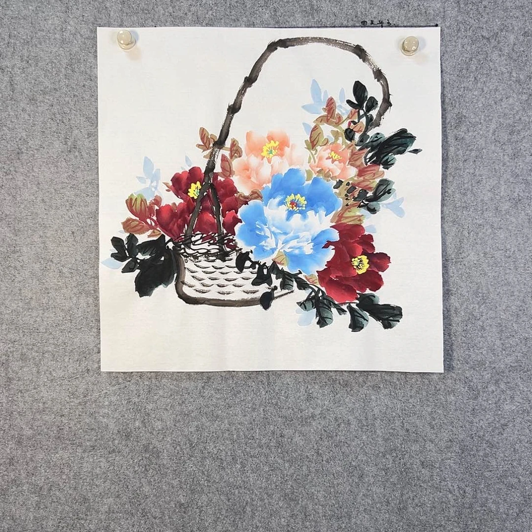 国画390 牡丹之花之叶的颜色与