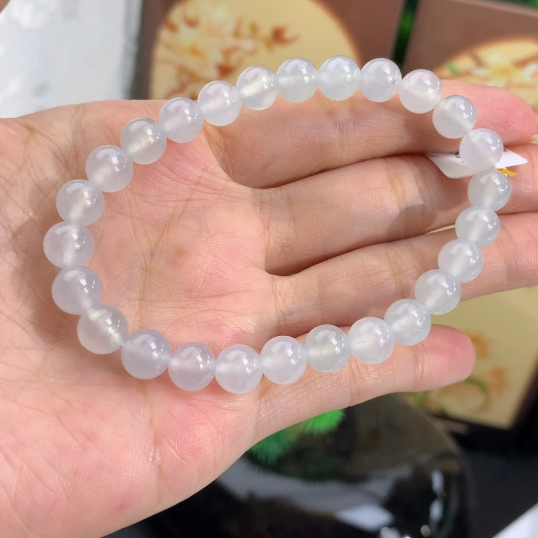 翡翠未镶嵌手串卡7.2冰胶白冰手串