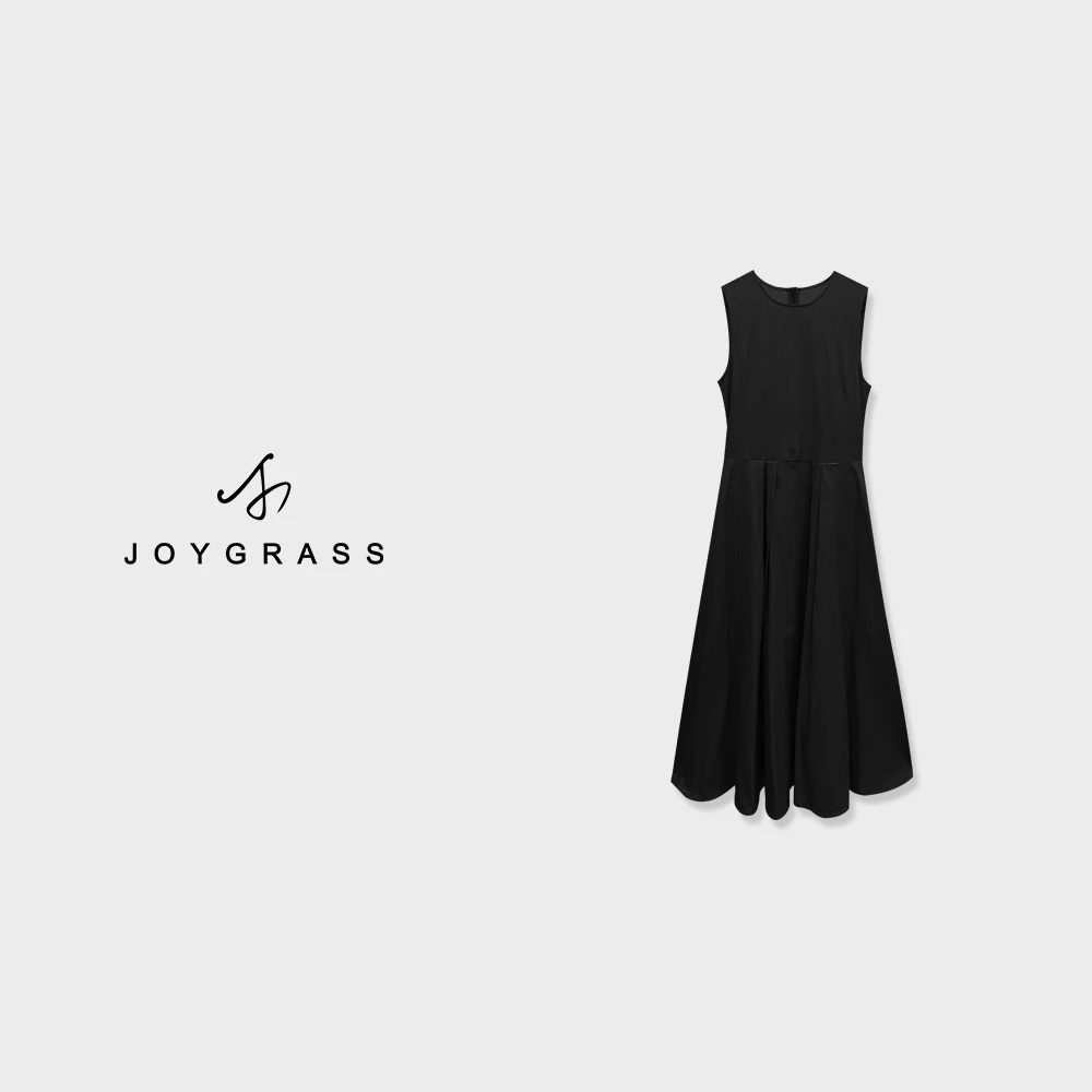 JOYGRSS【冰川絮语·缎芒】极简摆连衣裙L-06153