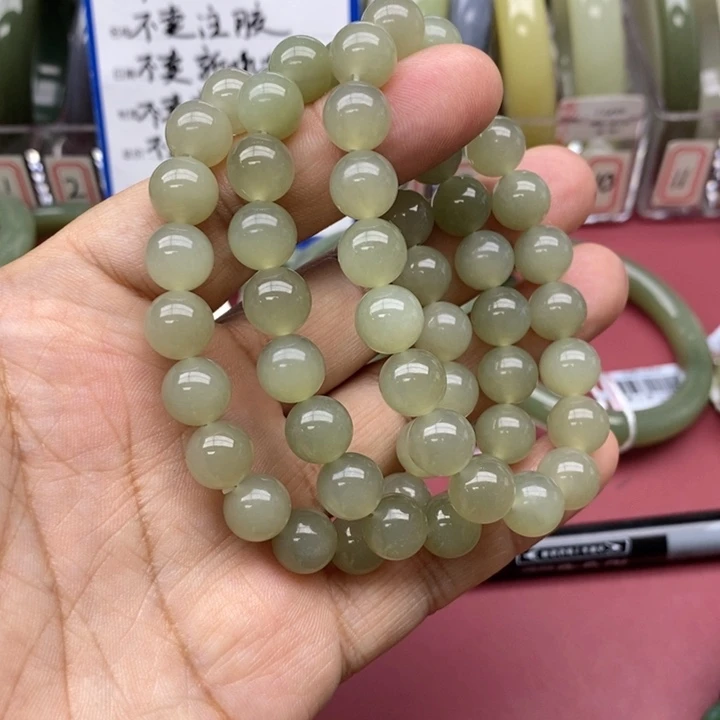 和田玉手串未镶嵌卡10