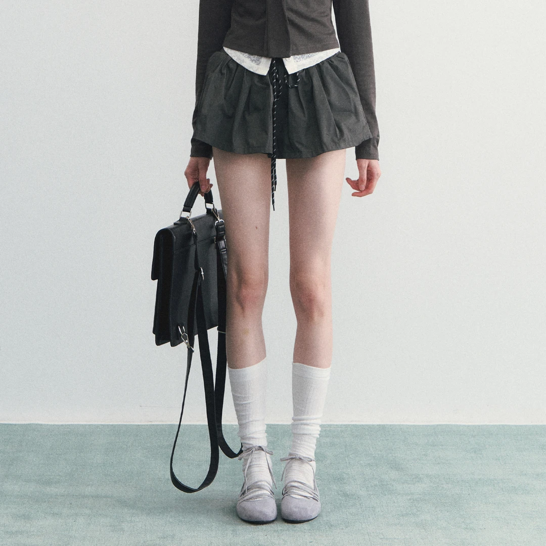 SPEAR YOUTH“miu系身材”韩系松紧腰学院风短裙百搭显瘦花苞裙