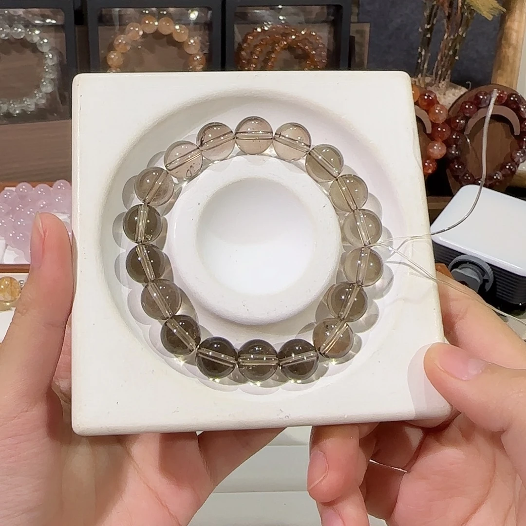 水晶未镶嵌手串茶晶