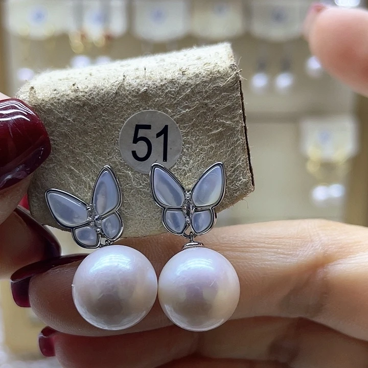 淡水珍珠耳饰银S925镶嵌