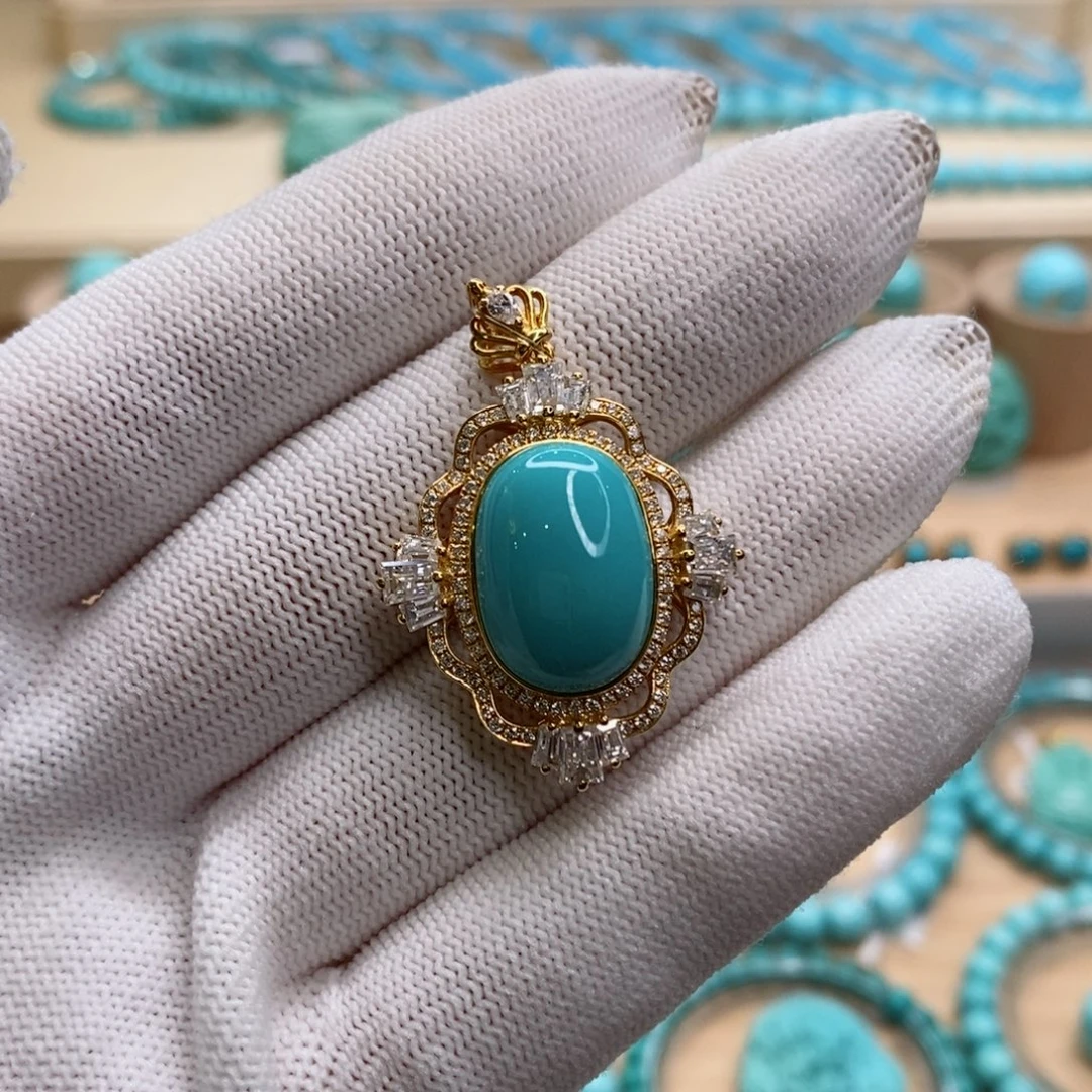 绿松石18K金镶嵌珠宝奇石