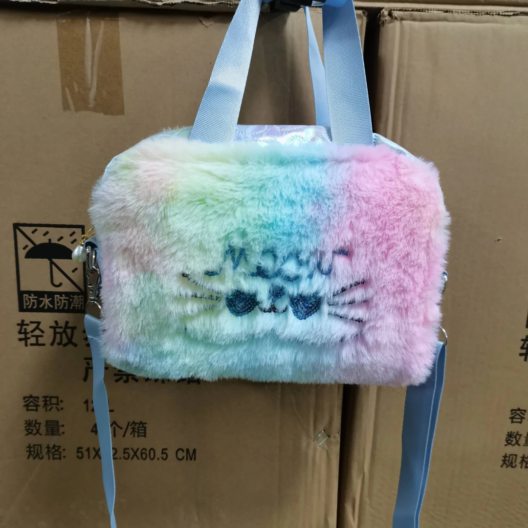 防脏单根卡通水桶包毛绒休闲熊水洗单肩包托特包果冻包时尚