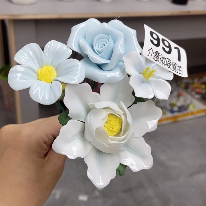 摆件手工制作陶瓷花