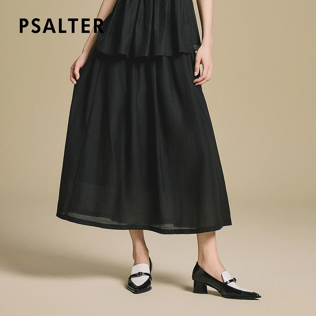 PSALTER诗篇专选莱赛尔中长款透气优雅A字裙半身裙2025秋季新款