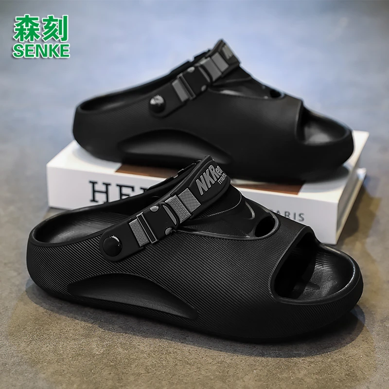 森刻2025夏季新款凉鞋男夏季外穿厚底防滑踩屎感开车两用沙滩拖鞋