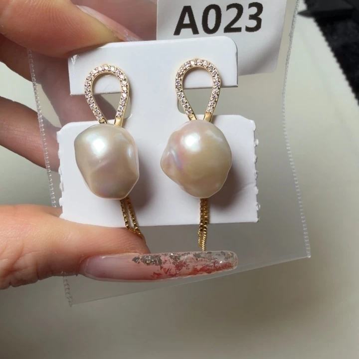 淡水珍珠耳饰银S925镶嵌