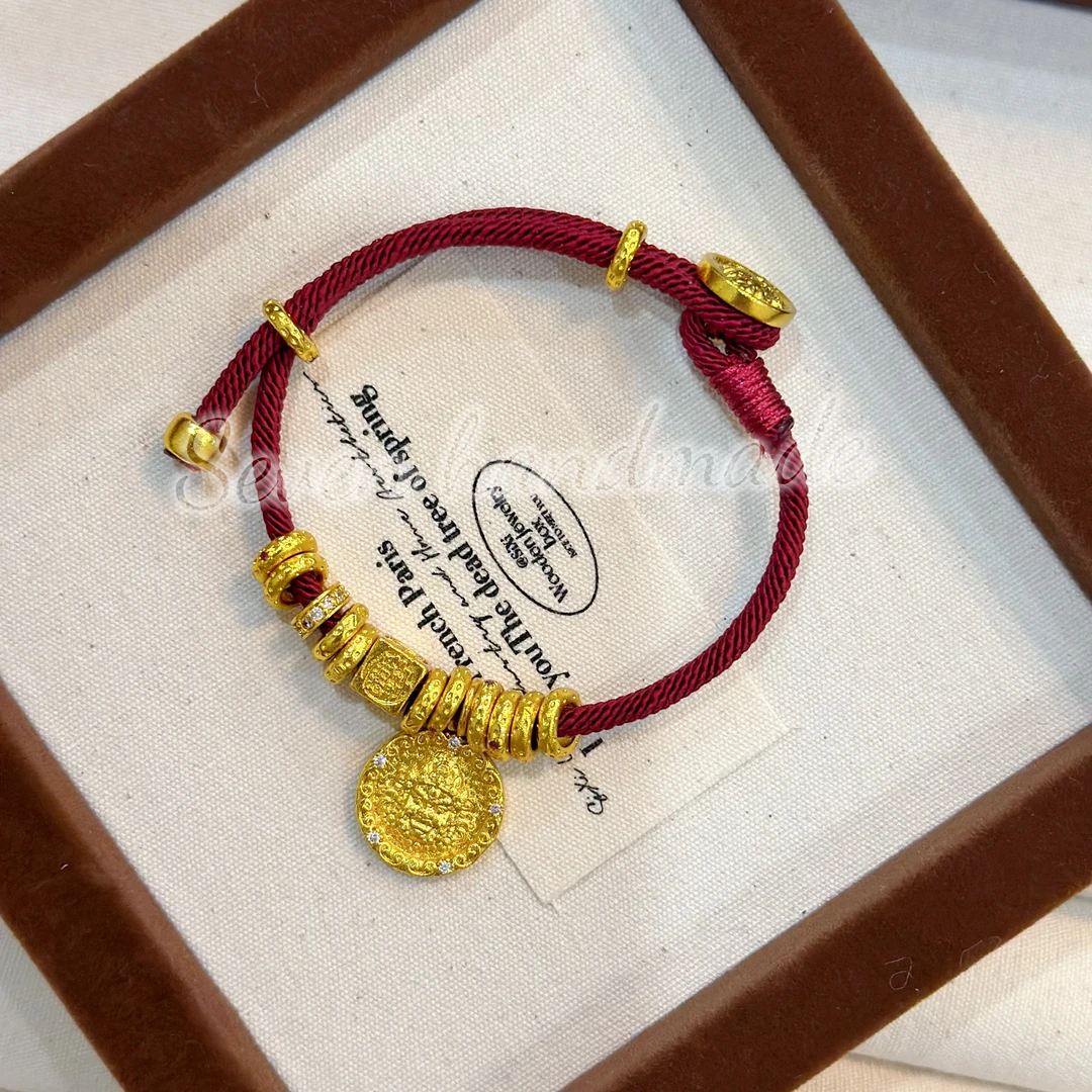 非金属布艺手链 铜合金布艺手链 【盘缠】浆果红手工编绳盘缠手链