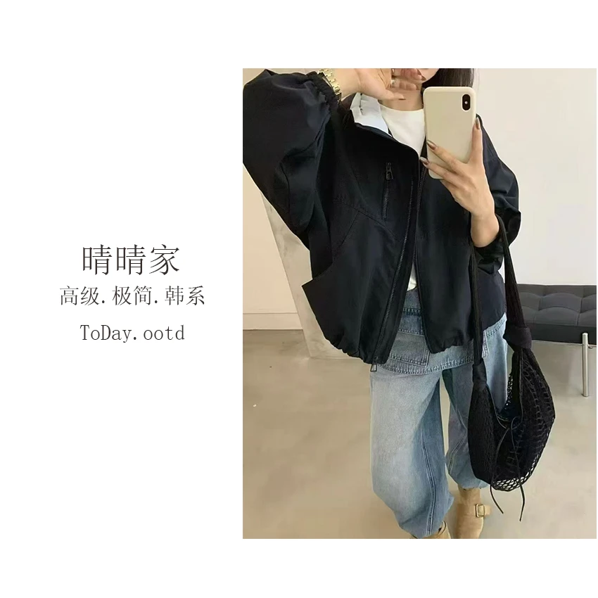 晴晴家-【宝藏衣橱】秋季韩系时尚休闲百搭拉链连帽外套623