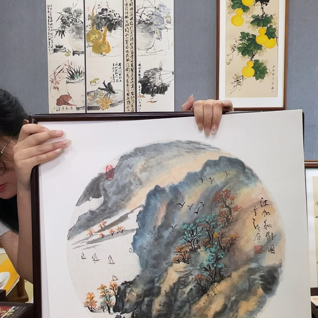 归***.书法手绘带框尺寸：53*53