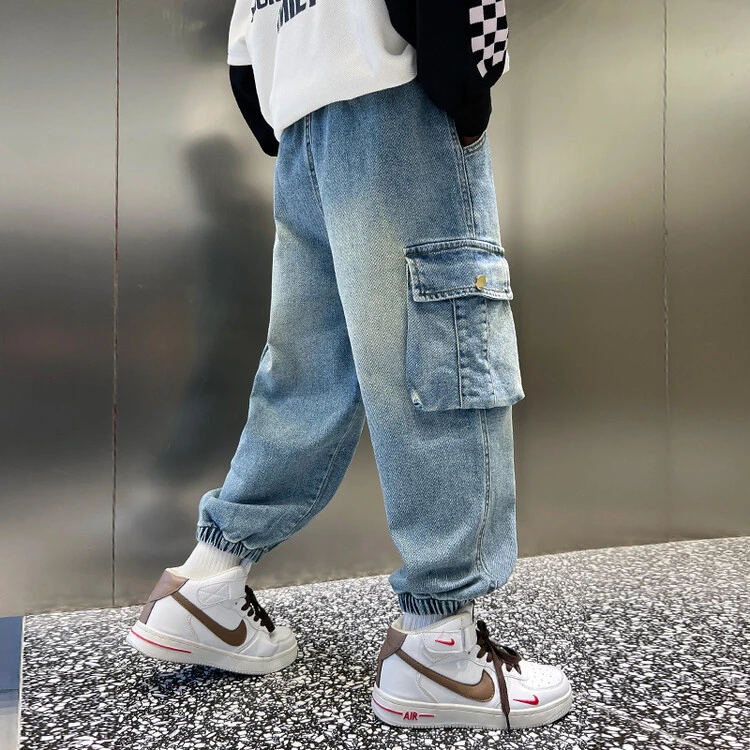 童装男童裤子春季新款儿童牛仔裤男孩工装裤中大童休闲长裤春装潮