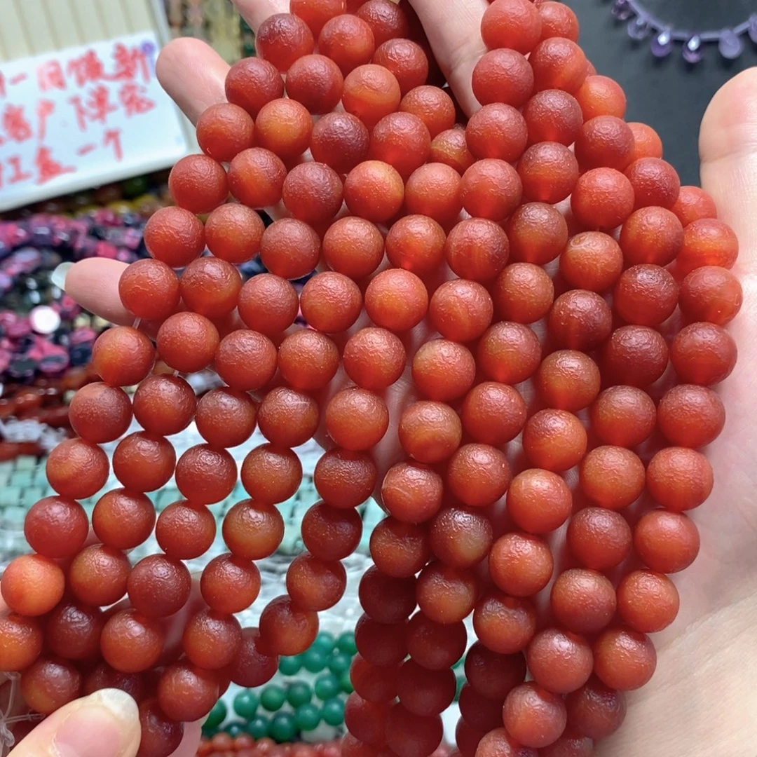 玛瑙/玉髓未镶嵌珠宝半成品橘皮玛瑙一条卡12m