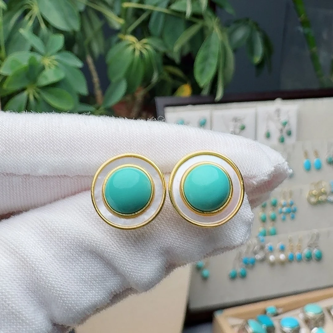 绿松石未镶嵌耳饰耳钉